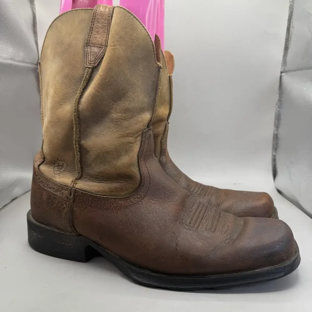 Ariat Rambler DistresseWestern Work Boots Mens Size 12D Brown Leather Square Toe